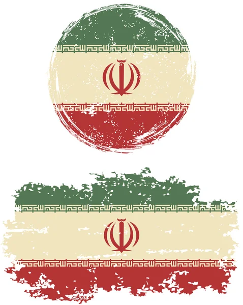 Bandiere iraniane rotonde e quadrate grunge. Illustrazione vettoriale . — Vettoriale Stock
