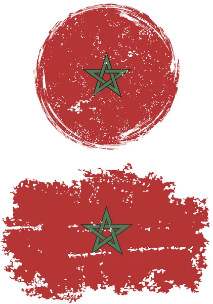 Moroccan round and square grunge flags. Vector illustration. — Stock Vector