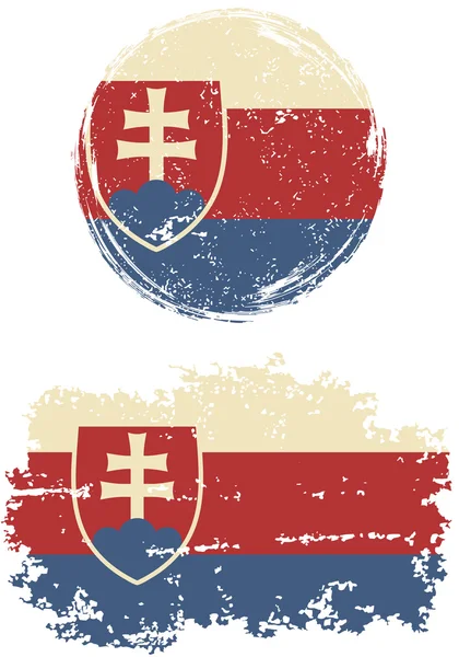 Slovakia round and square grunge flags. Vector illustration. — Stok Vektör