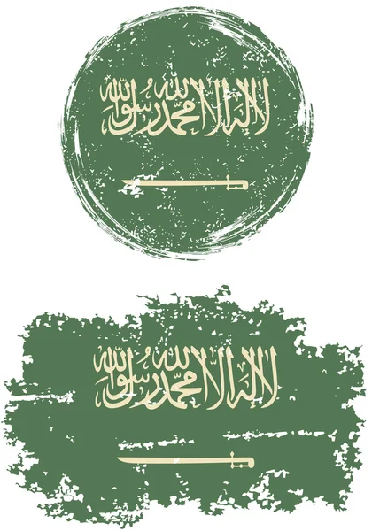 Saudi Arabian round and square grunge flags. Vector illustration. — Stockový vektor