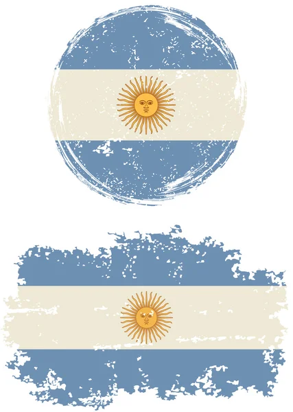Аргентинские круглые и квадратные гранж-флаги. Векторная иллюстрация . — стоковый вектор