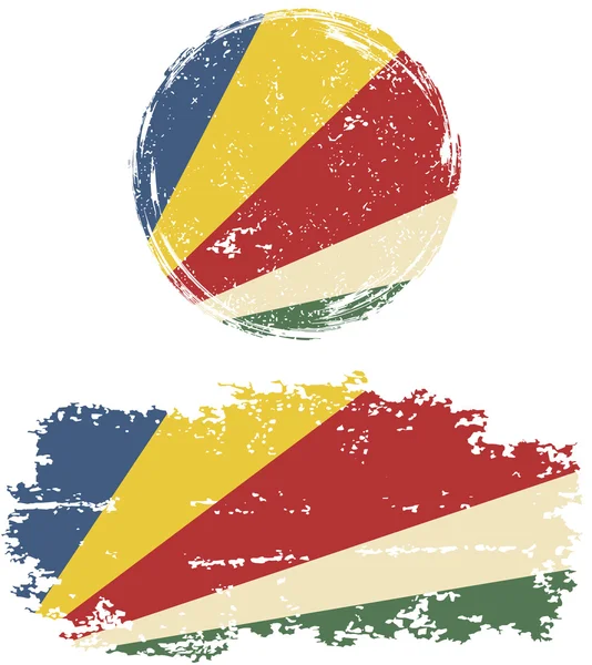 Seychelles bandiere grunge rotonde e quadrate. Illustrazione vettoriale . — Vettoriale Stock