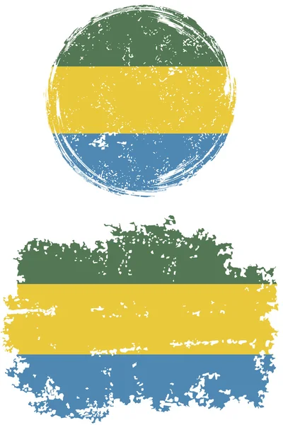 Gabonese round and square grunge flags. Vector illustration. — Stockový vektor