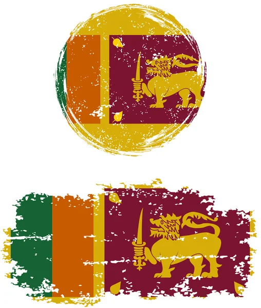 Sri Lanka round and square grunge flags. Vector illustration. — Stock vektor