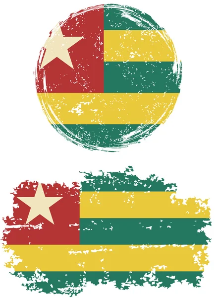 Bandiere togolesi rotonde e quadrate grunge. Illustrazione vettoriale . — Vettoriale Stock