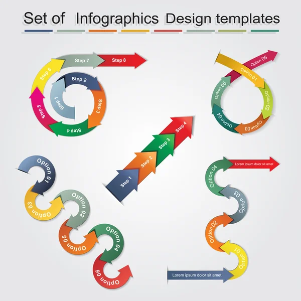 İnfographics tasarım şablonları kümesi. Vektör çizim. — Stok Vektör