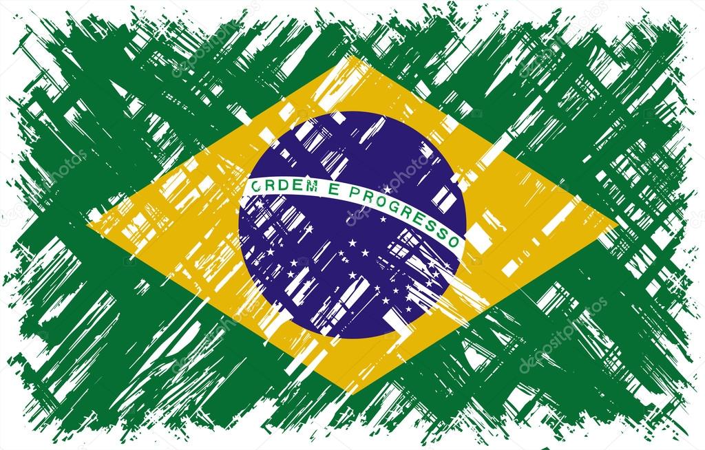Brazilian grunge flag. Vector illustration.