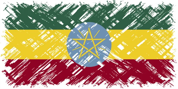 Etiopiska grunge flagga. Vektor illustration. — Stock vektor