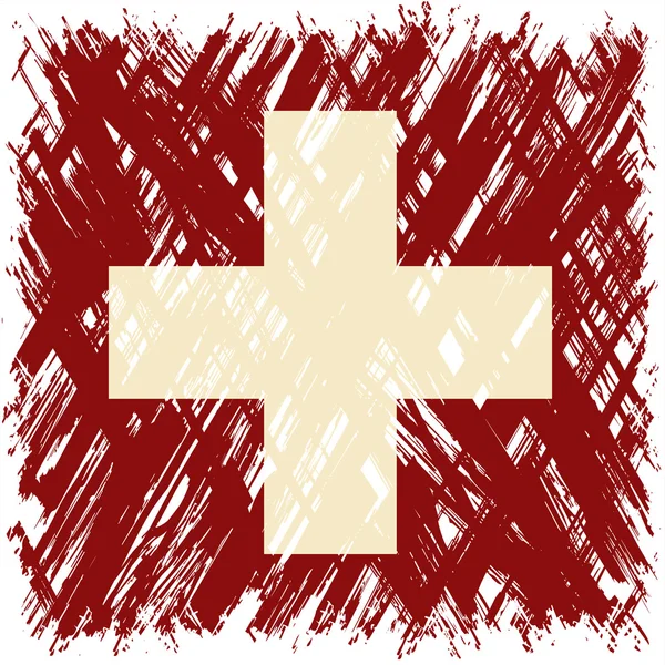 Swiss grunge flagga. vektor illustration. — Stock vektor