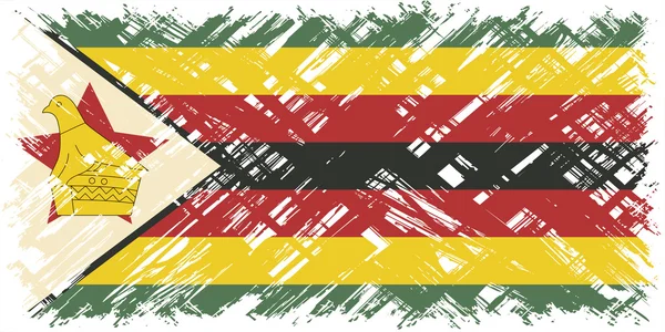 Zimbabwiska grunge flagga. Vektor illustration. — Stock vektor