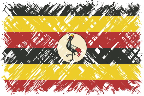 Ugandiska grunge flagga. Vektor illustration. — Stock vektor