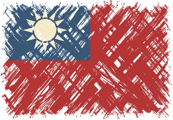 Taiwanese grunge flag. Vector illustration. — Stock Vector