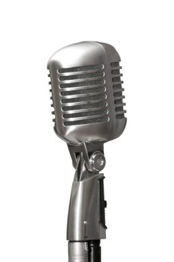 Retro mikrofon beyaz arkaplanda izole edildi