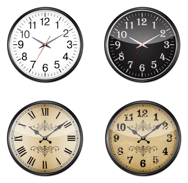 Set of vector clocks — Stock Vector