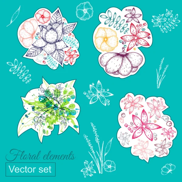 Handritade blommor — Stock vektor