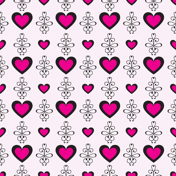 Corazón rosado patrón sin costuras — Vector de stock