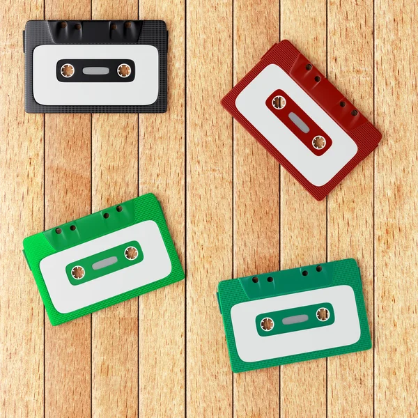 Four old audio cassette tapes — Stock Photo, Image