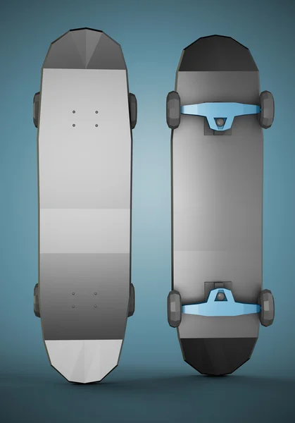 Niedriges polygonales Skateboard — Stockfoto