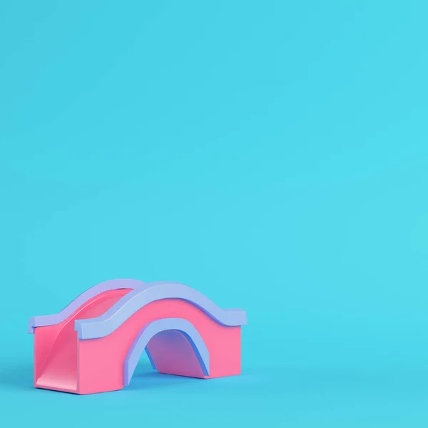 Roze Brug Helderblauwe Achtergrond Pastelkleuren Minimalisme Concept Renderen — Stockfoto