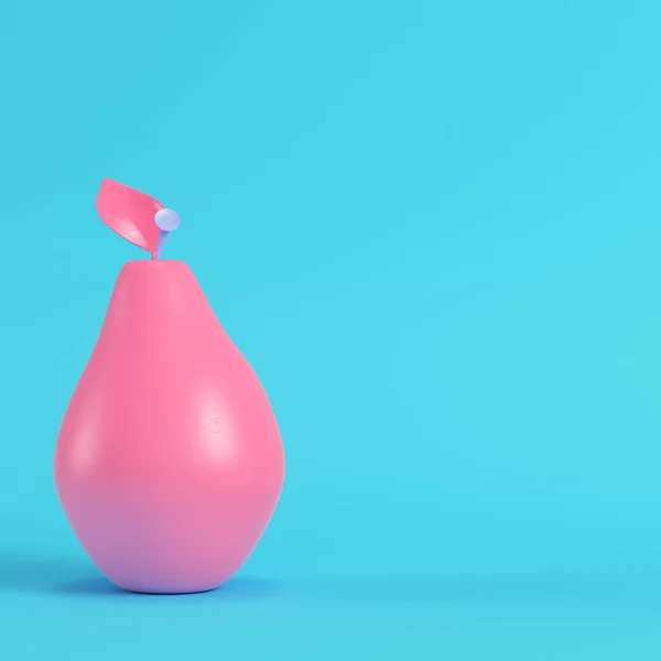 パステルカラーの明るい青の背景にピンクの梨 最小限の概念 3Dレンダリング — ストック写真