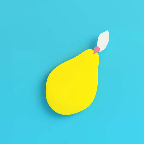 Yellow Pear Bright Blue Background Pastel Colors Minimalism Concept Render — Stock Photo, Image