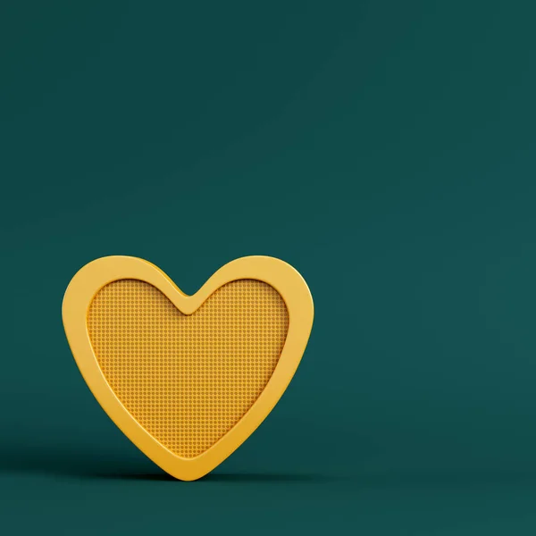 Forma Corazón Abstracto Amarillo Sobre Fondo Verde Oscuro Concepto Minimalista — Foto de Stock