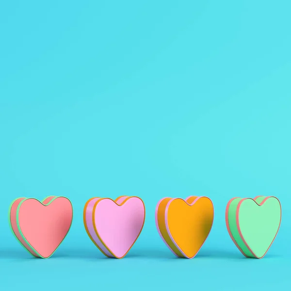 Färgglada Abstrakt Hjärta Form Ljusblå Bakgrund Pastellfärger Minimalistiskt Koncept Återgivning — Stockfoto