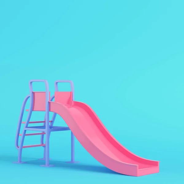 Roze Kinderen Schuiven Een Helderblauwe Achtergrond Pastelkleuren Minimalisme Concept Renderen — Stockfoto
