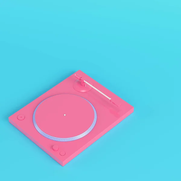 Pink Turntable Bright Blue Background Pastel Colors Minimalism Concept Render — Stock Photo, Image