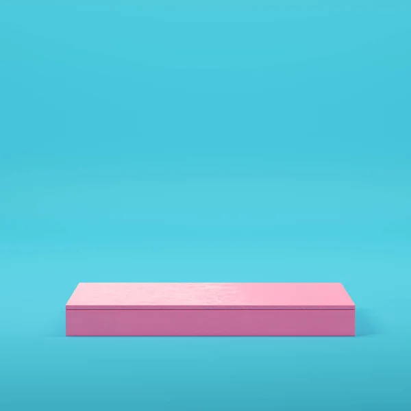 Pink Rectangle Podium Product Display Bright Blue Background Pastel Colors — 图库照片