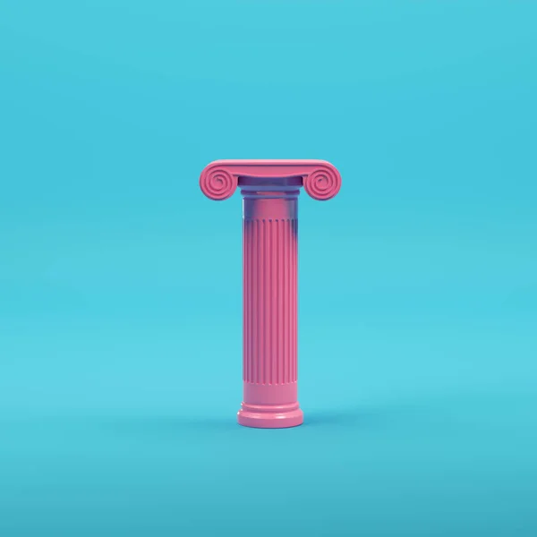 Pink Ancient Column Bright Blue Background Pastel Colors Minimalism Concept — 스톡 사진