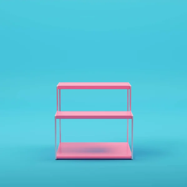 Roze Lege Product Display Staan Heldere Blauwe Achtergrond Pastelkleuren Minimalisme — Stockfoto