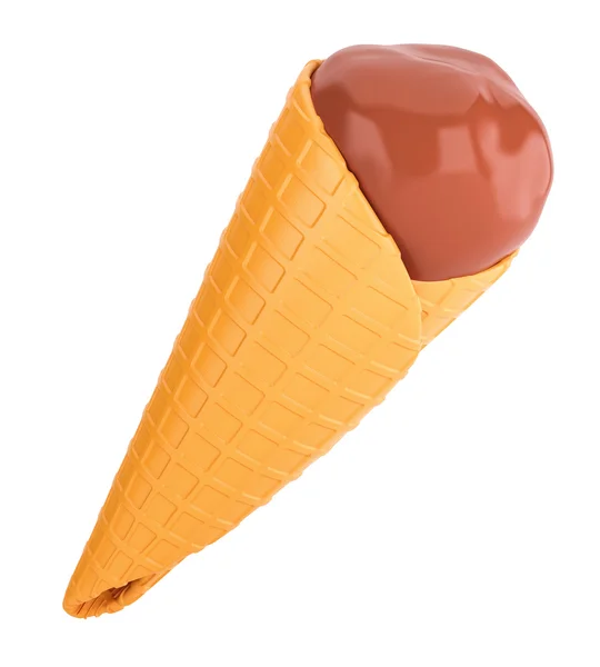 白い背景に分離したワッフル コーンのアイスクリーム。3 d のレンダリング — ストック写真