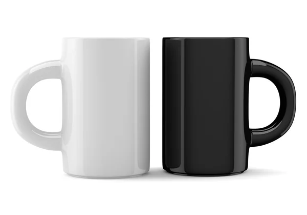 Beyaz ve siyah kahve fincanları — Stok fotoğraf