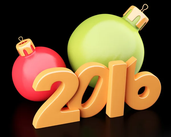 Nieuwjaar 2016 cijfers met kerstballen — Stockfoto