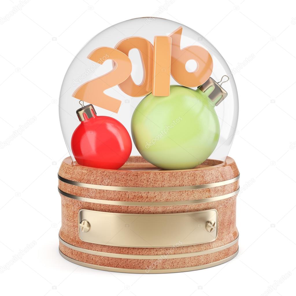 Snow globe with 2016 digits and christmas bauble