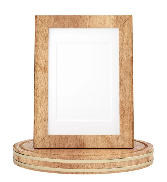 Дерев'яна рамка ізольована на білому тлі — стокове фото