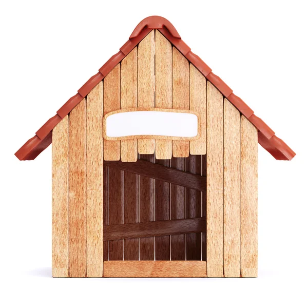Beyaz arka plan üzerinde izole ahşap köpek kulübesi