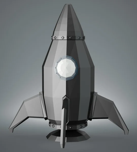 多边形的太空火箭 — 图库照片