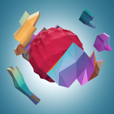 Koyu mavi zemin üzerine soyut çokgen gezegen