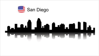 San Diego, California silueti. Ayrıntılı vektör silueti
