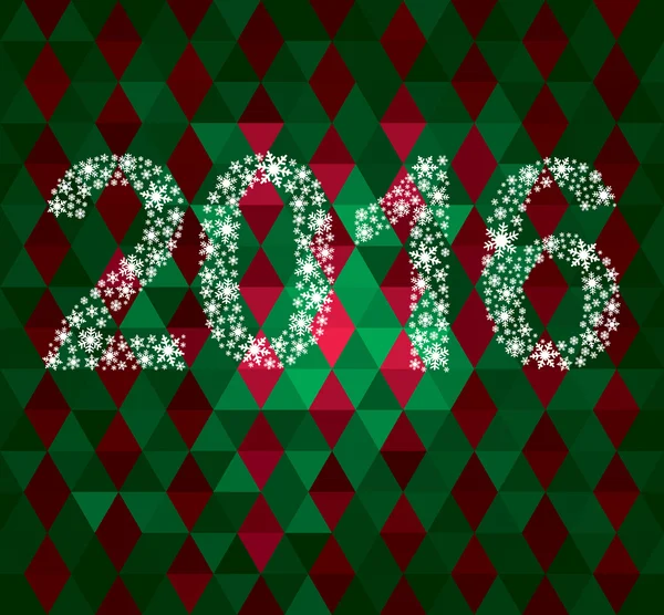 Mutlu yeni yıl 2016 tebrik kartı. Kar tanesi arka plan — Stok Vektör