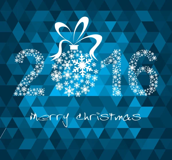 Ευτυχισμένο το νέο έτος 2016 ευχετήρια κάρτα. Νιφάδα χιονιού φόντο — Διανυσματικό Αρχείο