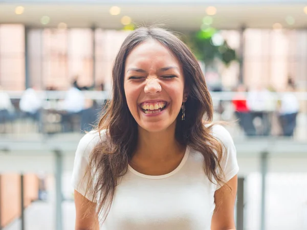 Happy Beautiful Woman Laughing Portrait Young Mixed Race Woman Berlin — Stock Photo, Image