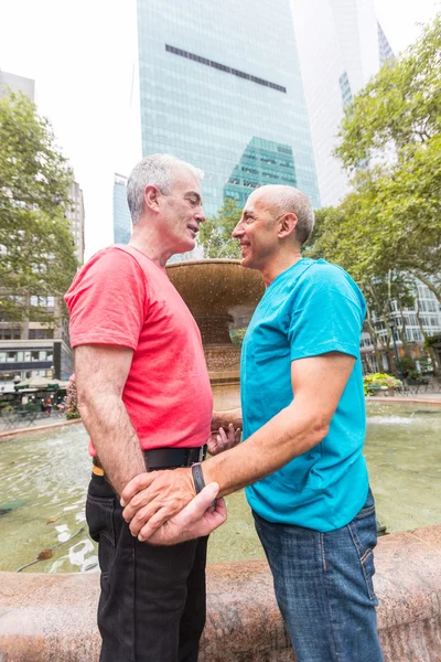 Para gejów w parku w Nowym Jorku — Zdjęcie stockowe
