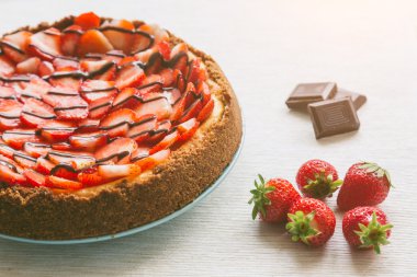 New York Cheesecake with Chocolate and Strawberries clipart