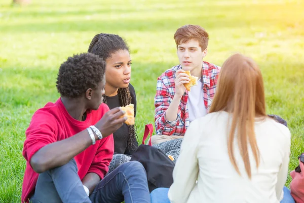 Adolescentes amigos fazendo uma pausa no parque — Fotografia de Stock