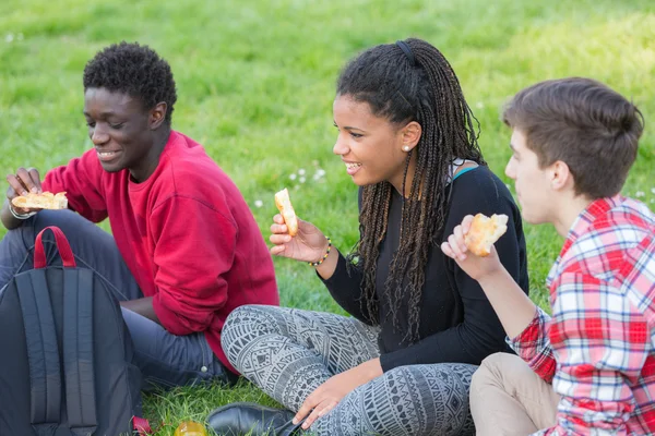 Adolescentes amigos teniendo un descanso en el parque — Foto de Stock