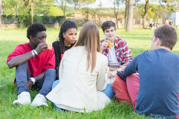 Amis adolescents faisant une pause au parc — Photo