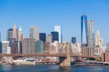 Brooklyn Köprüsü ve New York şehir manzarası